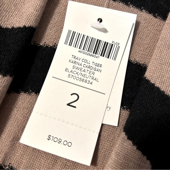 NWT!!  Chico’s Cardigan – Bold Black & Tan Zebra Stripe – Large (Chico's 2) - Picture 6 of 6